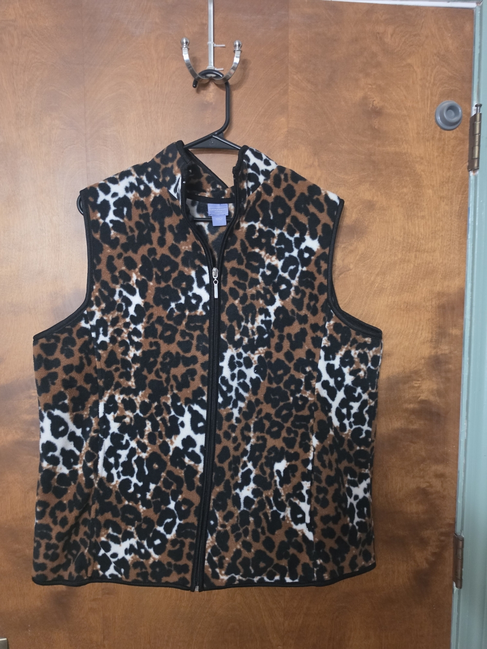 Victoria's Secret Leopard Fleece Vest - Brown, Black, White